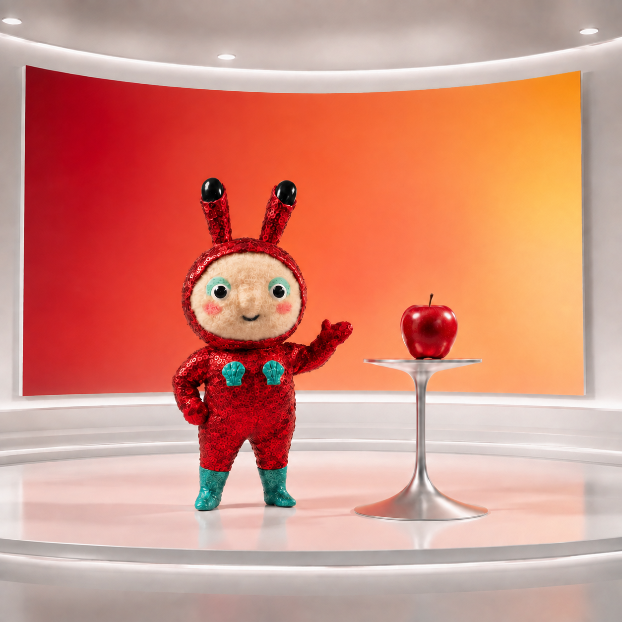 Glitter Devil presents a glossy red apple on a bright minimalist stage
